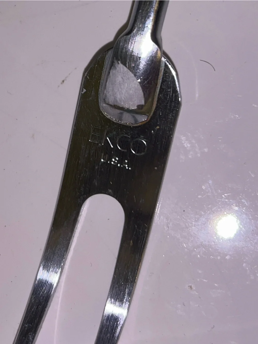 Vintage EKCO Meat Serving Fork With Light Blue Handle